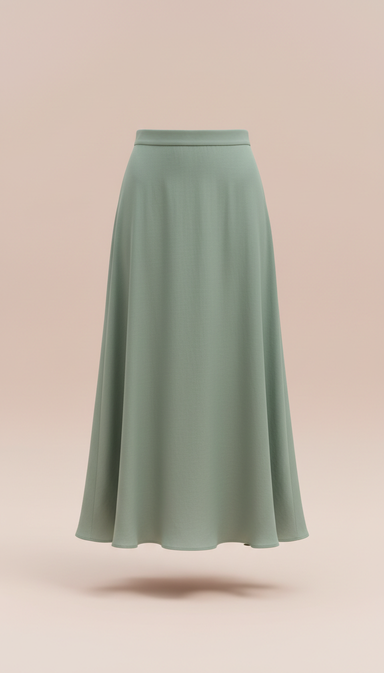 Sage green flowy midi skirt