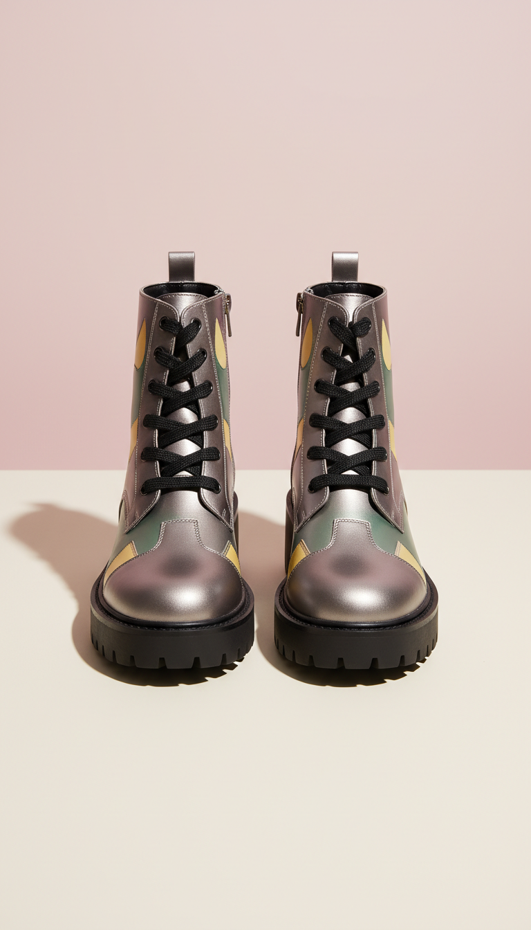 Chunky Metallic Ankle Boots