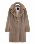 Banana Republic Taupe Gray Faux Fur Long Coat, Women's Large