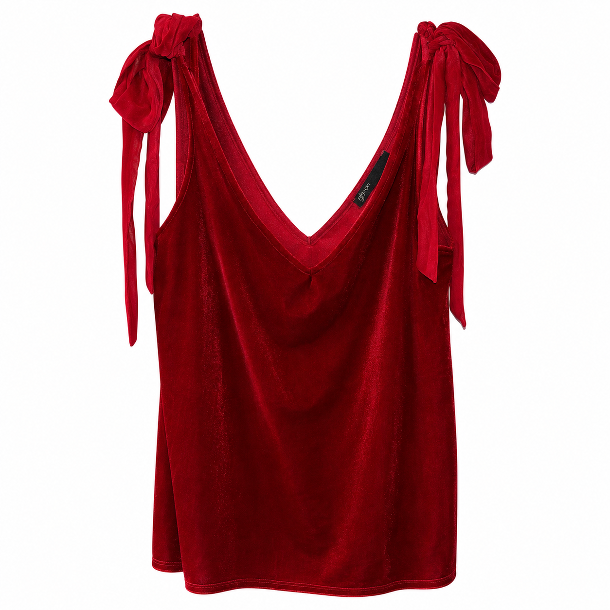 Gibson Red Velvet Tie-Shoulder Tank Top, Women's Large