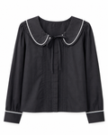 Boutique Black Peter Pan Collar Blouse, Women's Large