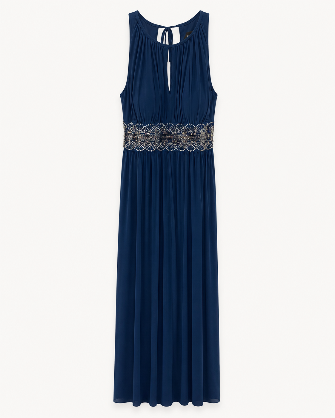 R&M Richards Navy Embellished Waist Formal Gown, Women's 8