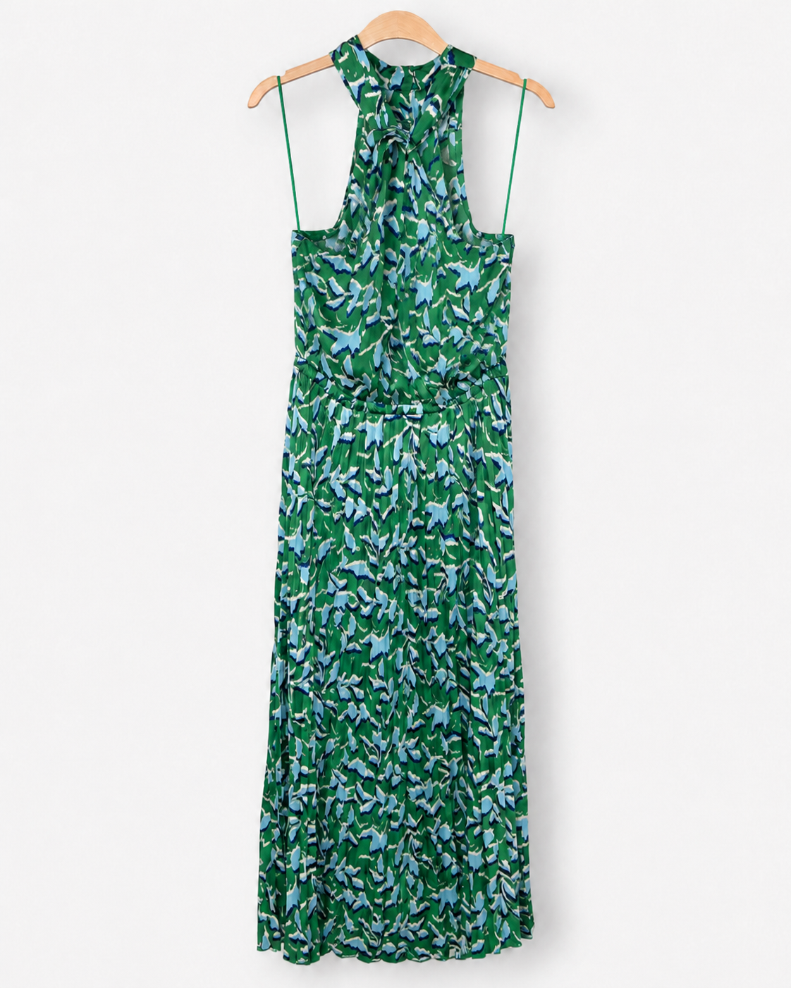 Scoop Green Abstract Print Halter Maxi Dress, Women's Small