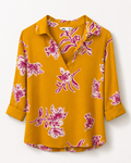 Lolita Mustard Floral Collared Blouse, Women's Medium