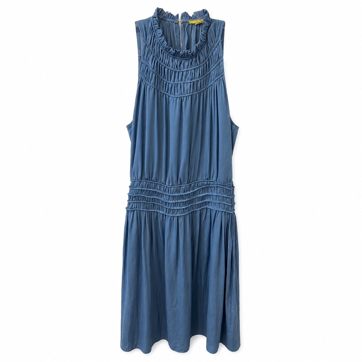 Gianni Bini Blue Ruched Sleeveless Midi Dress, Women's Medium