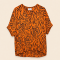 Adrienne Tiger-Print Game Day Blouse, Medium