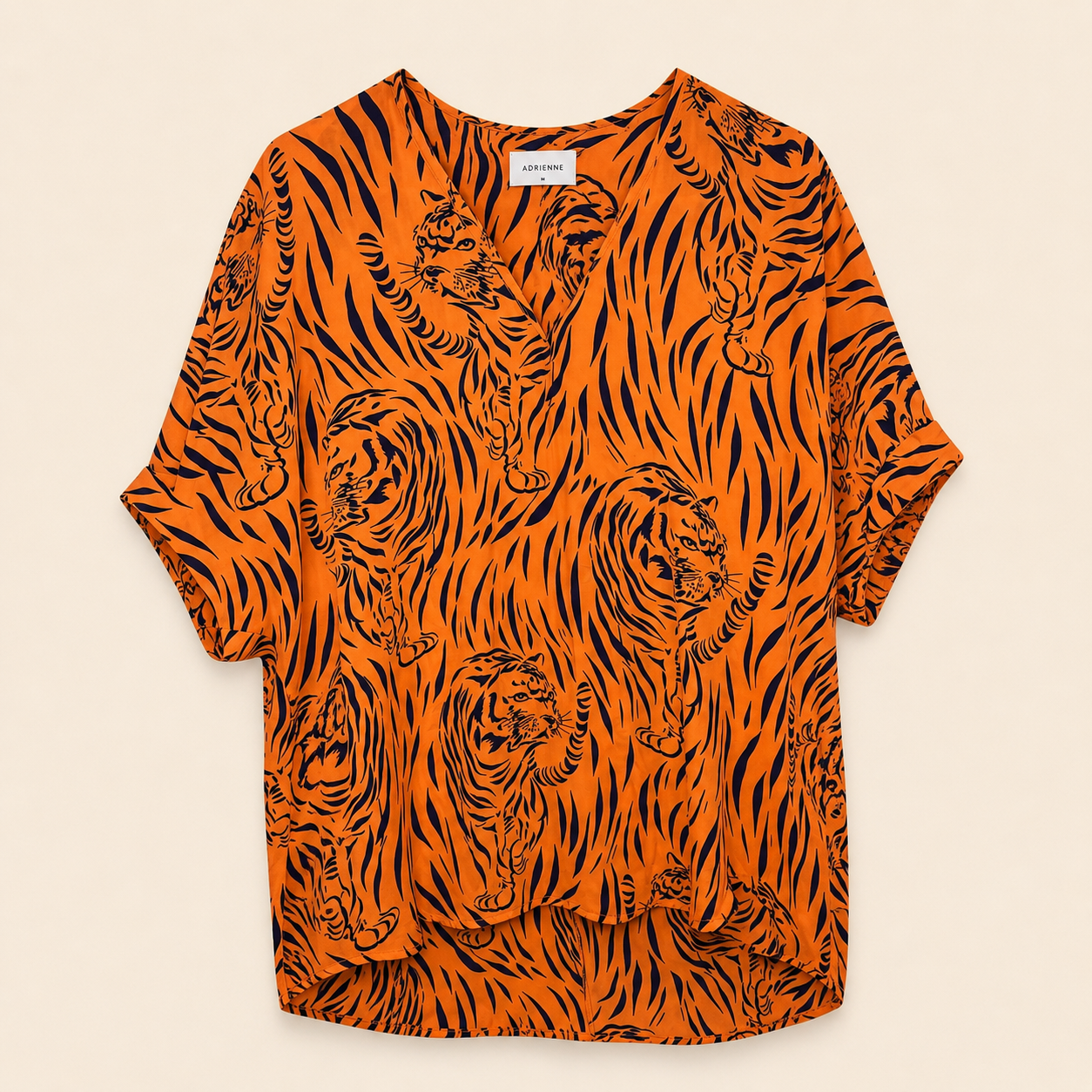 Adrienne Tiger-Print Game Day Blouse, Medium