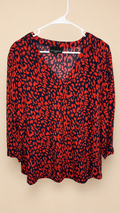 Cynthia Rowley Red, Navy Animal-Print Tunic Blouse, Women's 1X