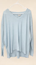 Wonderly Light Blue Waffle-Knit V-Neck Pullover, Women's XL