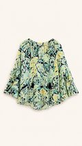 Crown & Ivy Tropical-Print Ruffle-Sleeve Blouse, Women's XL