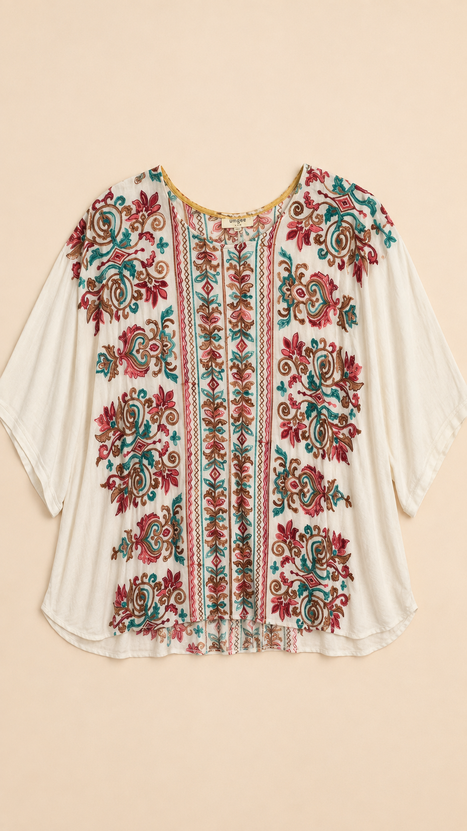 umgee Embroidered Boho Dolman Blouse, Women's M/L