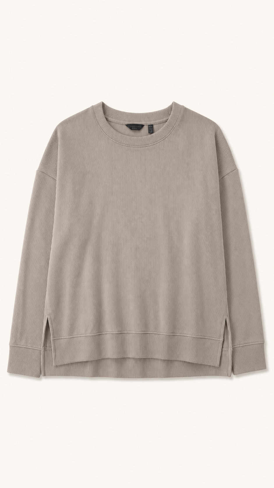 Danskin Taupe Ribbed Pullover Sweatshirt, Large