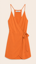 Amanda Uprichard Light Orange Sleeveless Wrap Dress, Women's Small