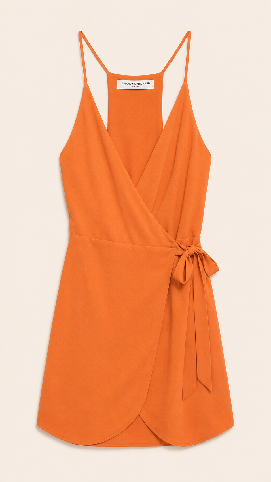 Amanda Uprichard Light Orange Sleeveless Wrap Dress, Women's Small