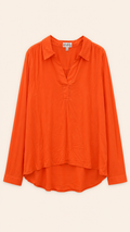 Wonderly Orange Collared High-Low Blouse, Women's XL