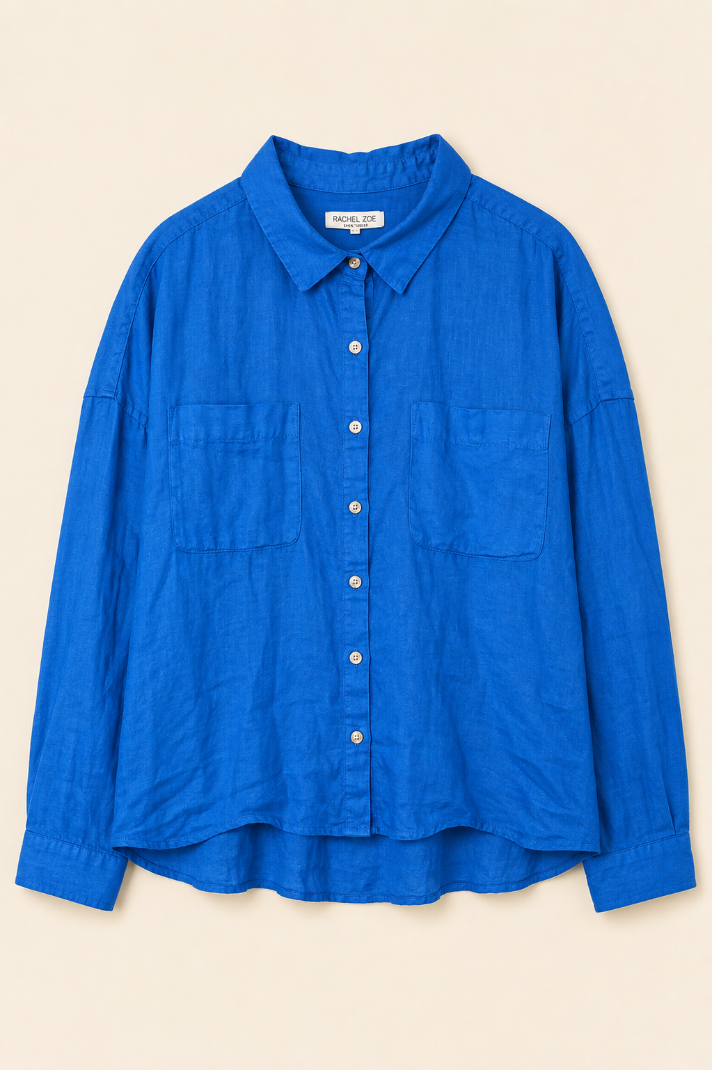 Rachel Zoe 100% Linen Button-Down Shirt, NWT, Women's Large