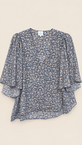 Shop the Mint Dusty Blue Floral Surplice Blouse, Women's Large