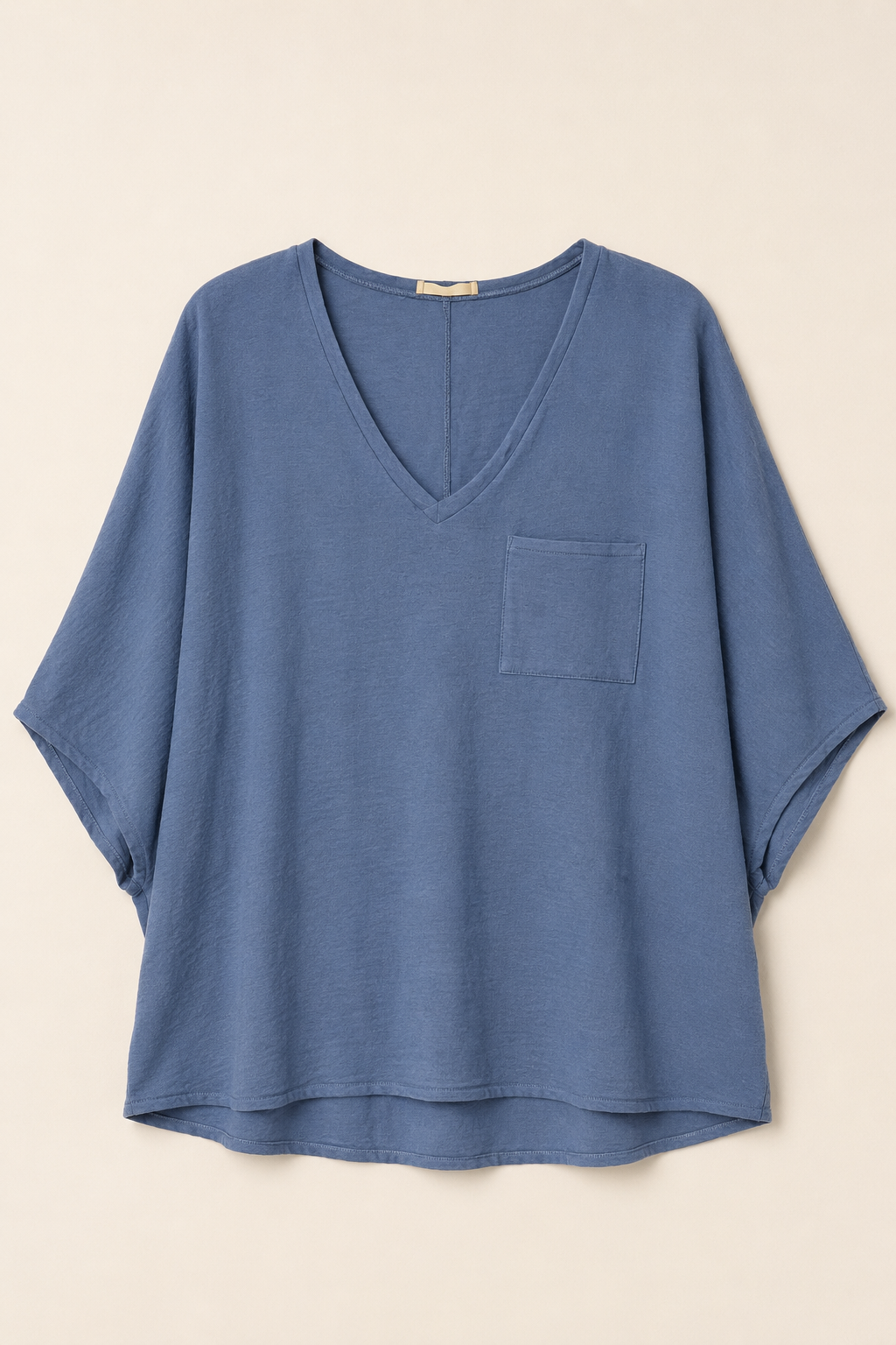 ee:some Dusty Blue Oversized V-Neck Pocket, Women's Large