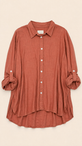American Eagle Rust Oversized Button-Down Tunic, Women's Medium