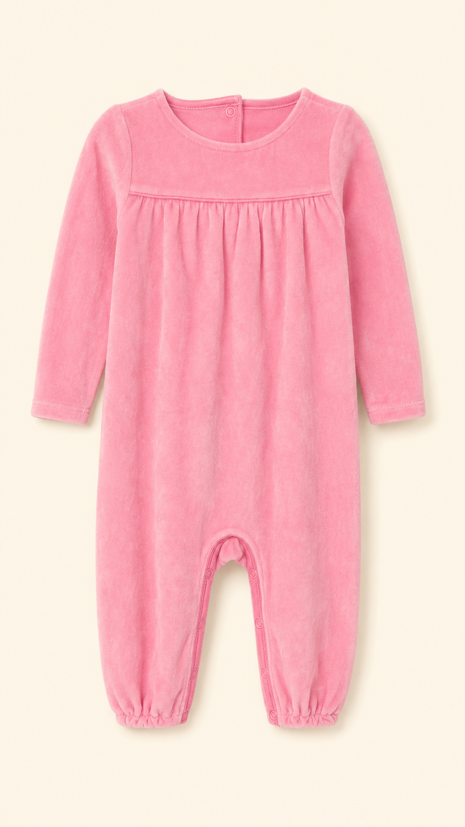 The Beaufort Bonnet Baby Girl Pink Velour Romper, 6-12 mo.