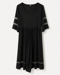 Boutique Black Mesh-Stripe Midi Dress, Women's Medium