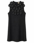 Molly Bracken Black Floral Appliqué Shift Dress, Women's Small