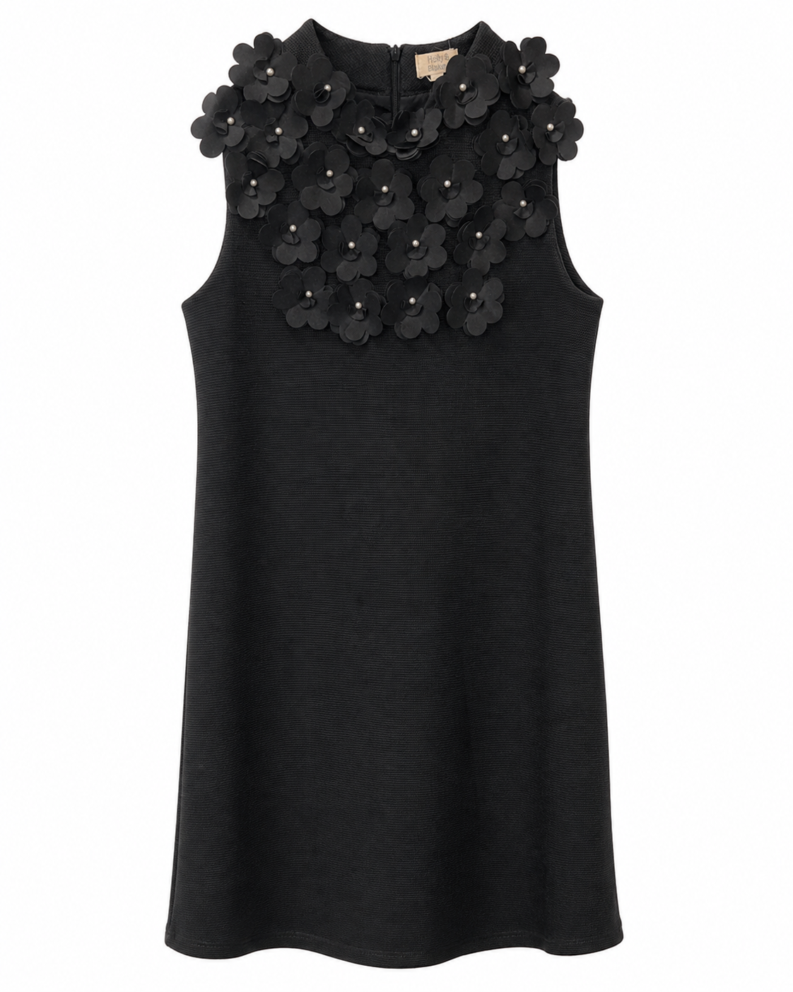Molly Bracken Black Floral Appliqué Shift Dress, Women's Small