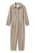 Anthropologie Taupe Eyelet Utility Jumpsuit, Women's Small