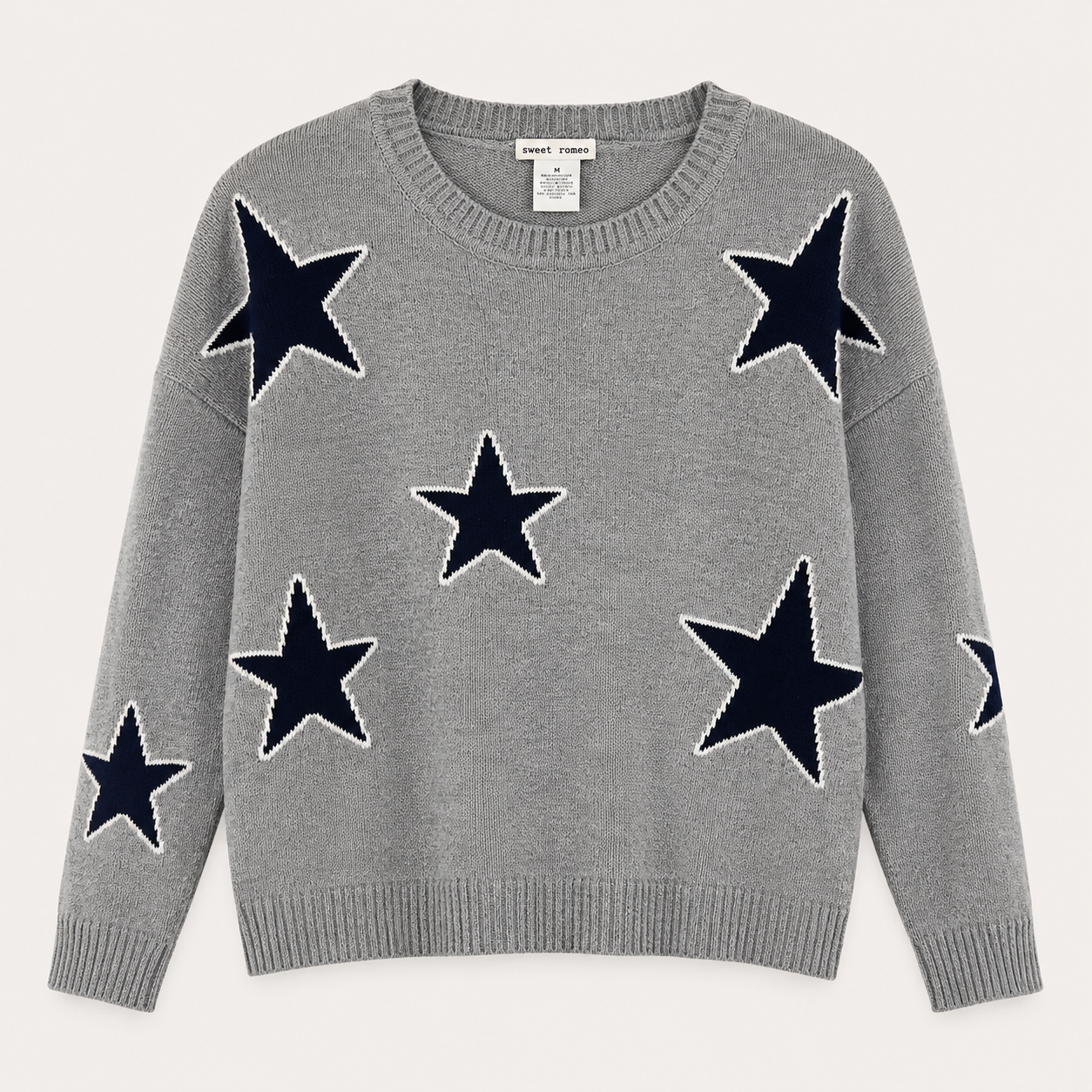 Sweet Romeo Gray Star Print Sweater, Women's Medium