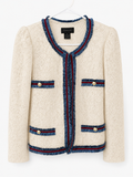 Gracia Ivory Lace Fringe-Trim Jacket, Women's Medium