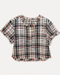 Cupcakes and Cashmere Tweed Fringe Crop Top, Women's Small