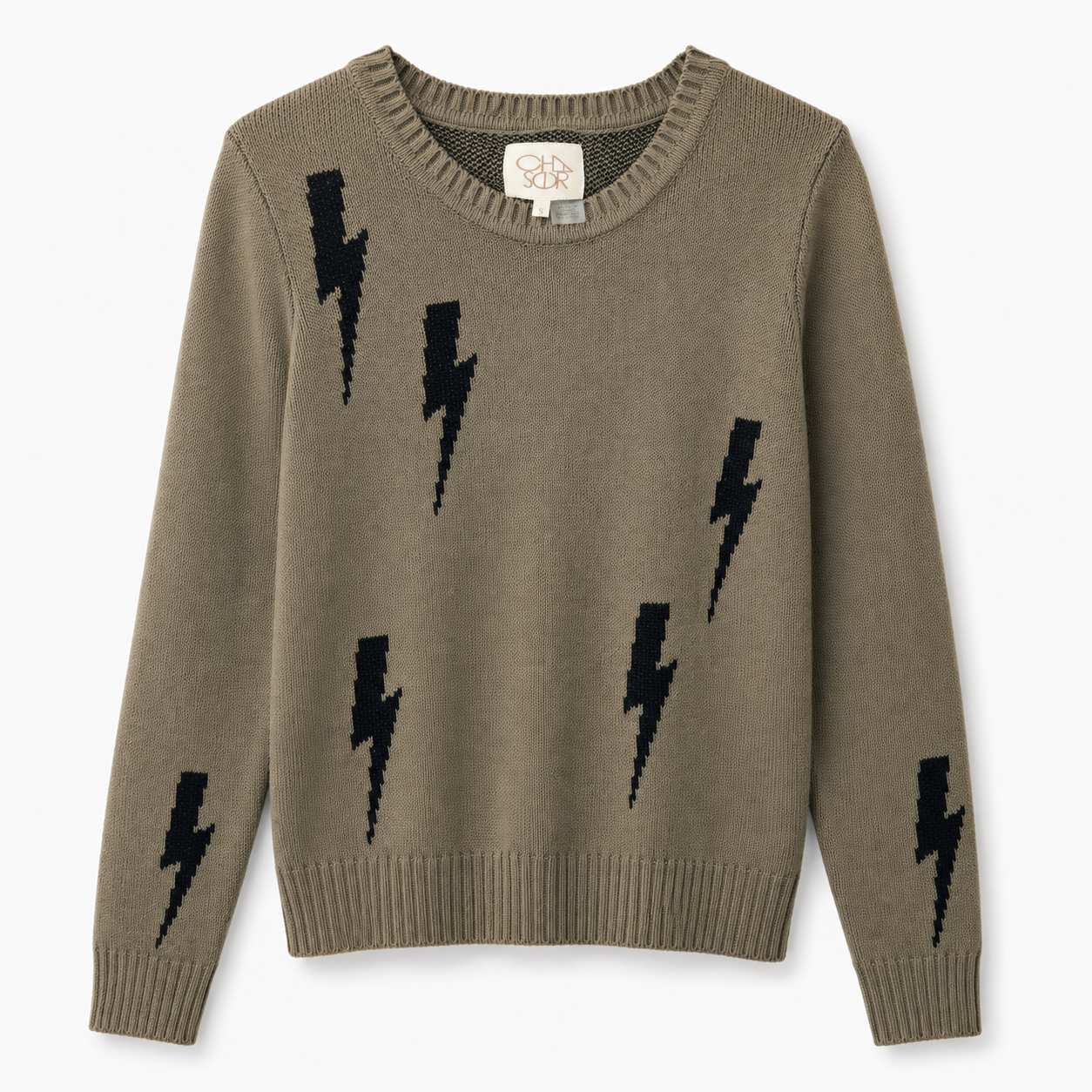 Chaser Lightning Bolt Crewneck Sweater, Women's Small
