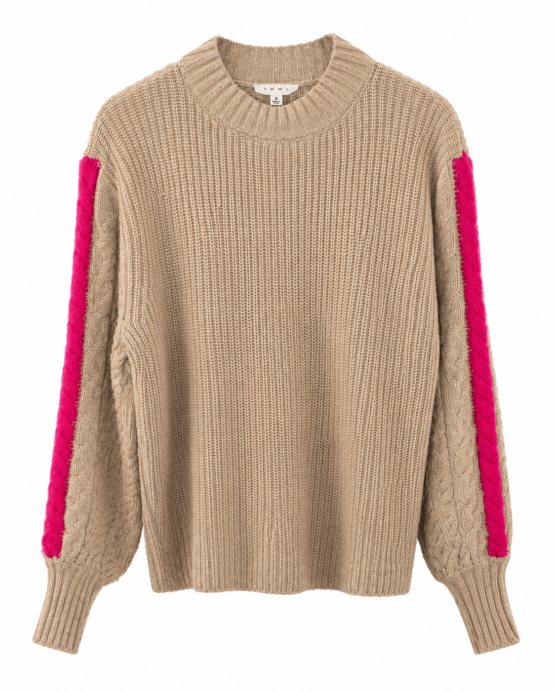 THML Cable-Knit Contrast Stripe Sweater, Women's Small