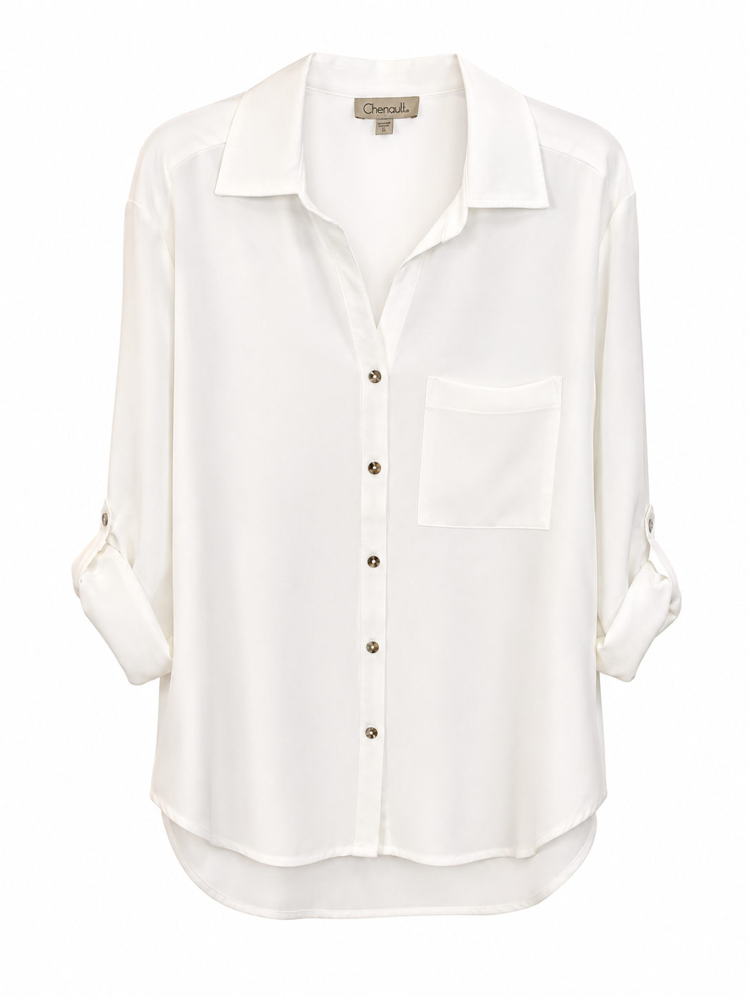 Chenault White Button-Front Blouse NWT, Women's Small