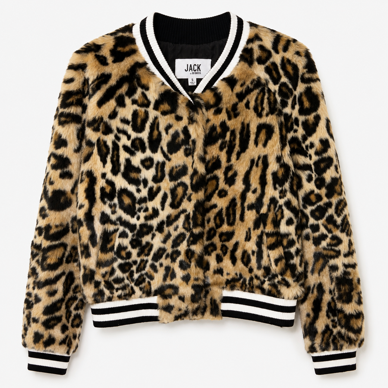 Jack by BB Dakota Leopard Faux-Fur Bomber Jacket, Women's Small