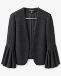 Drew Black Tweed Bell-Sleeve Blazer, X-Small
