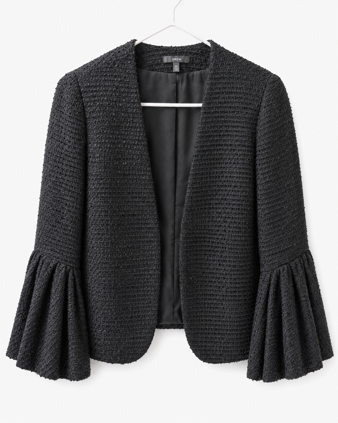 Drew Black Tweed Bell-Sleeve Blazer, X-Small