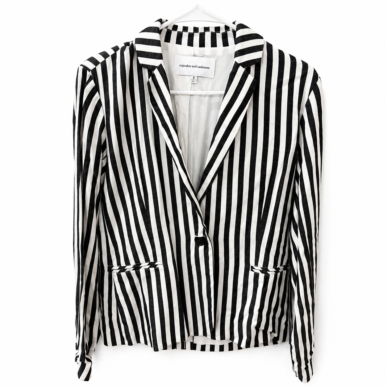 Cupcakes and Cashmere Black & White Striped Blazer, Women's Small