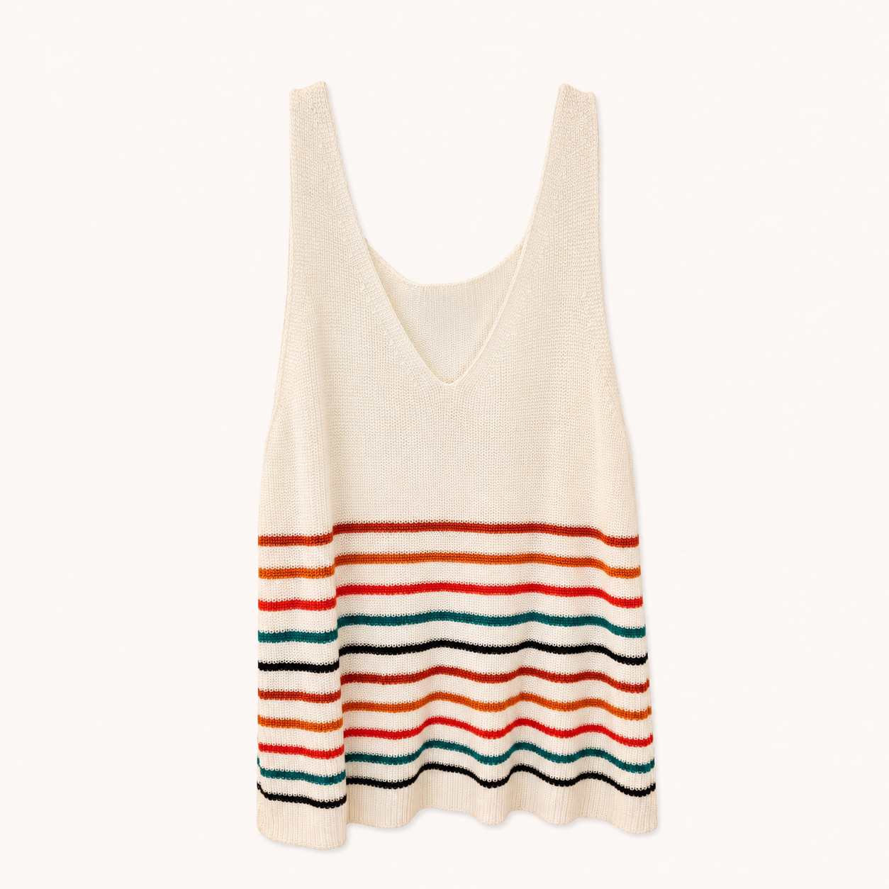 Multicolor Striped Knit Tank Top, Women's Medium