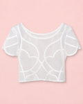 Anthropologie White Sheer Geometric Cropped Top NWT, Large