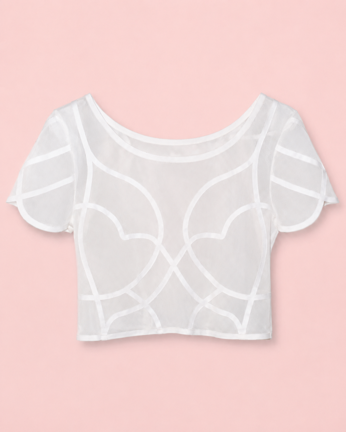 Anthropologie White Sheer Geometric Cropped Top NWT, Large