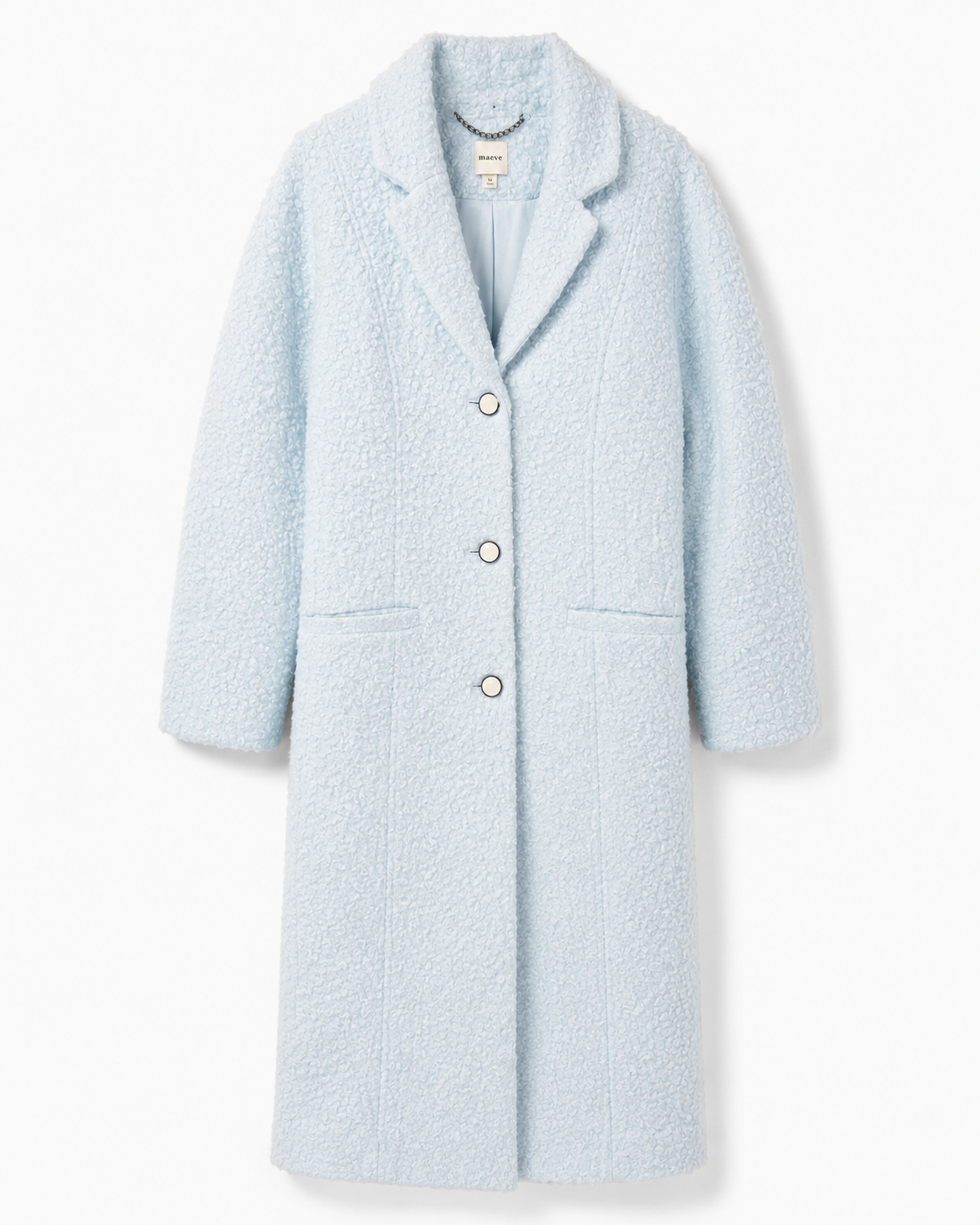 Anthropologie Soft Sky Tailored Bouclé Long Coat NWT, Medium