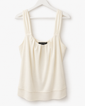 White House Black Market Ivory Pleated Sleeveless Blouse, Women's Small