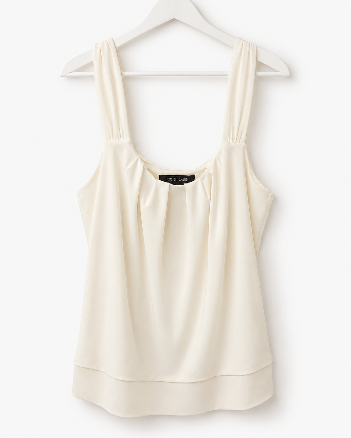 White House Black Market Ivory Pleated Sleeveless Blouse, Women's Small