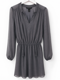 White House Black Market Gray Metallic Shimmer Drawstring-Waist Dress, Women's 6