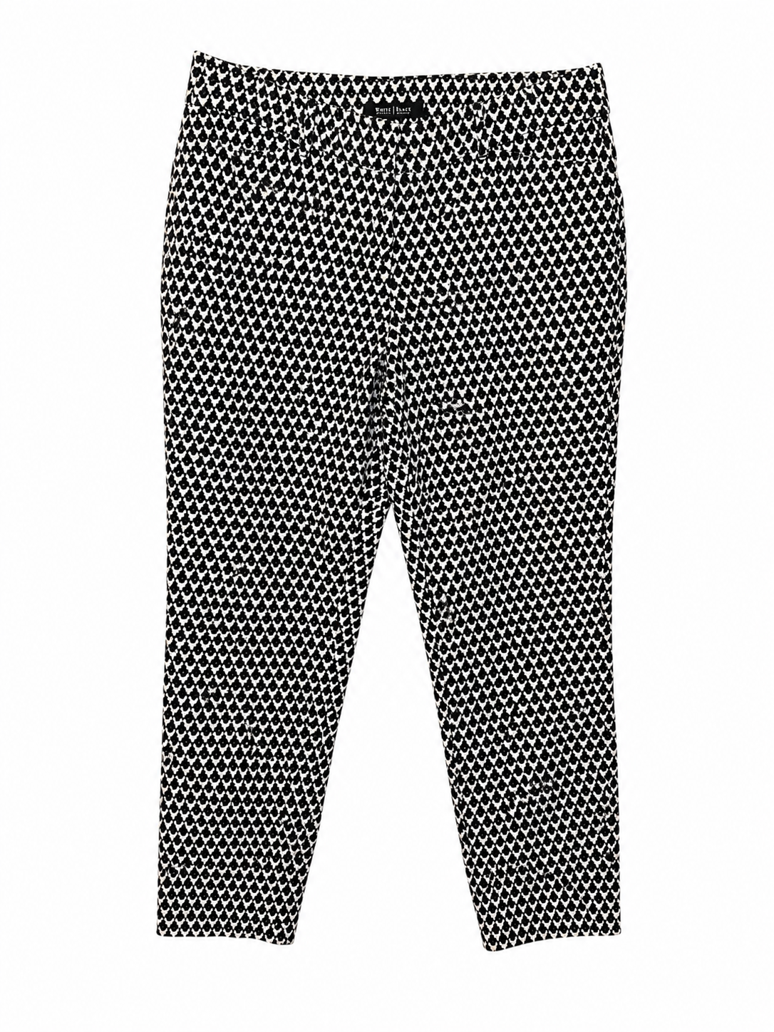 White House Black Market Black & Ivory Printed Slim Ankle Pants, Women's 8