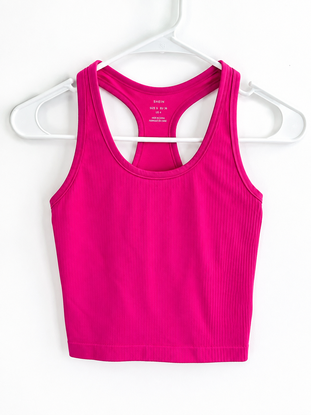 Shein Hot Pink Ribbed Racerback Cropped Tank, Juniors Small