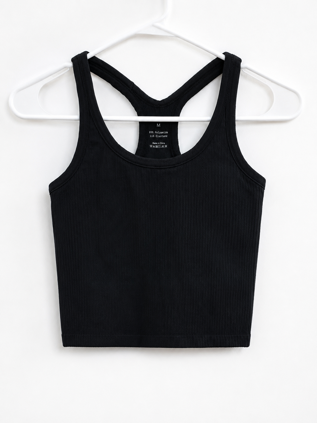 Shein Black Ribbed Racerback Cropped Tank, Juniors Small