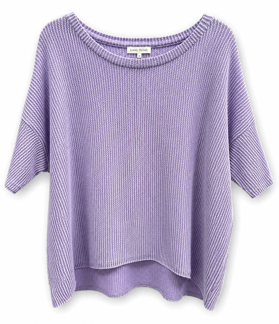 Lovely Melody Lavender Textured Short-Sleeve Top, Juniors Medium