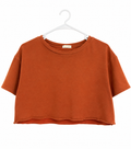 Better Be Rust Raw-Hem Cropped Tee, Juniors Medium